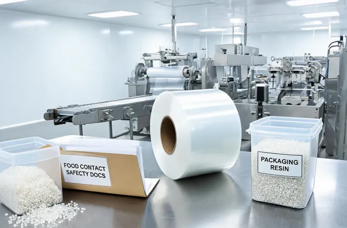 Packaging resin film and containers